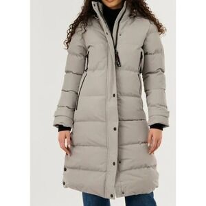 Canada Weather Gear X Long quilted Maxi Parka Jacket Womens S Stone NWT